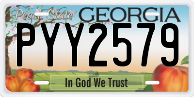 GA license plate PYY2579
