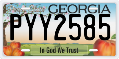 GA license plate PYY2585