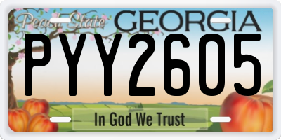 GA license plate PYY2605