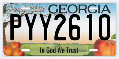 GA license plate PYY2610