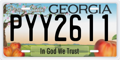 GA license plate PYY2611