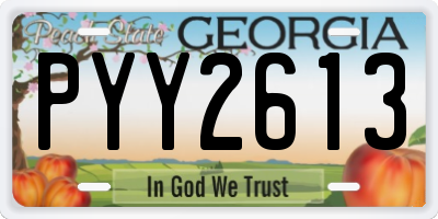 GA license plate PYY2613