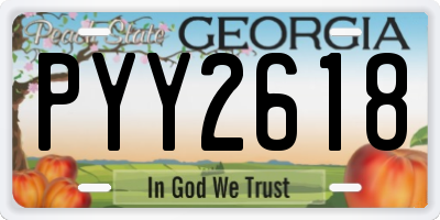GA license plate PYY2618