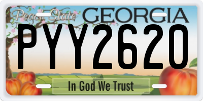 GA license plate PYY2620