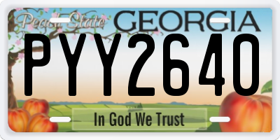 GA license plate PYY2640
