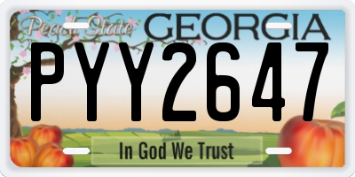 GA license plate PYY2647