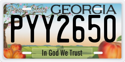 GA license plate PYY2650