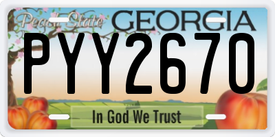 GA license plate PYY2670