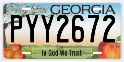 GA license plate PYY2672