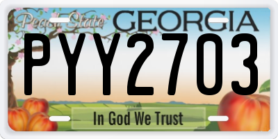 GA license plate PYY2703