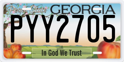 GA license plate PYY2705