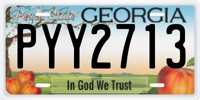 GA license plate PYY2713