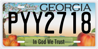 GA license plate PYY2718