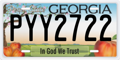 GA license plate PYY2722