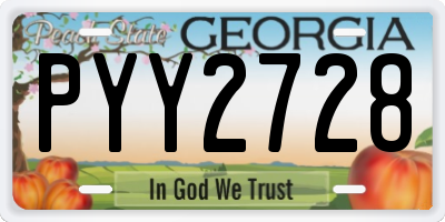 GA license plate PYY2728