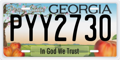 GA license plate PYY2730