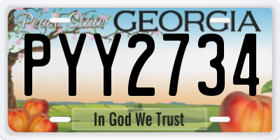 GA license plate PYY2734