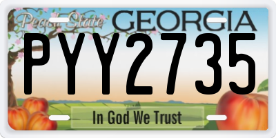 GA license plate PYY2735