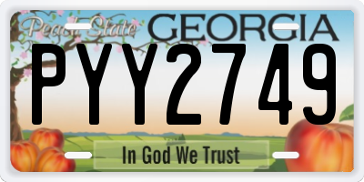 GA license plate PYY2749