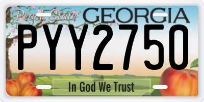 GA license plate PYY2750
