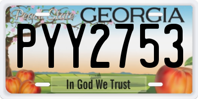 GA license plate PYY2753