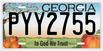 GA license plate PYY2755