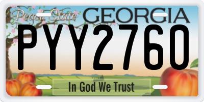 GA license plate PYY2760