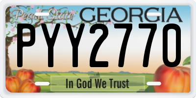 GA license plate PYY2770