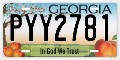 GA license plate PYY2781