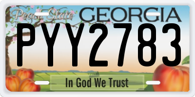 GA license plate PYY2783