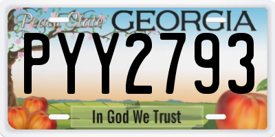 GA license plate PYY2793