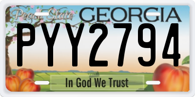 GA license plate PYY2794