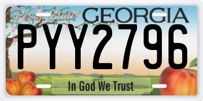GA license plate PYY2796