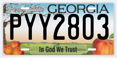 GA license plate PYY2803