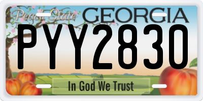 GA license plate PYY2830