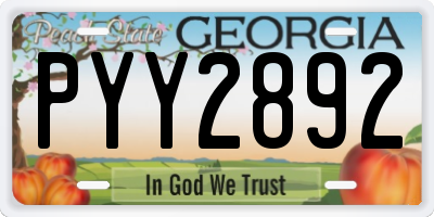 GA license plate PYY2892