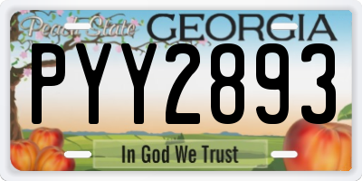GA license plate PYY2893