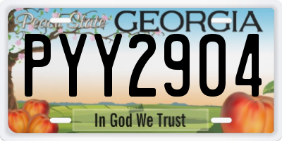 GA license plate PYY2904