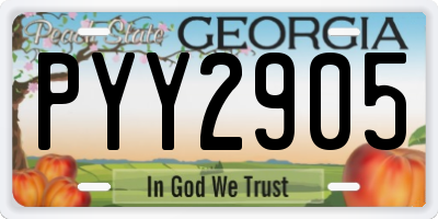 GA license plate PYY2905