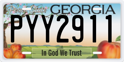 GA license plate PYY2911