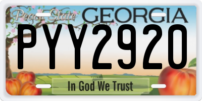 GA license plate PYY2920