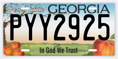 GA license plate PYY2925