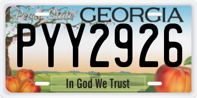 GA license plate PYY2926