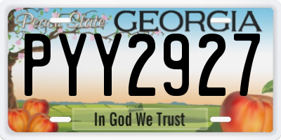 GA license plate PYY2927