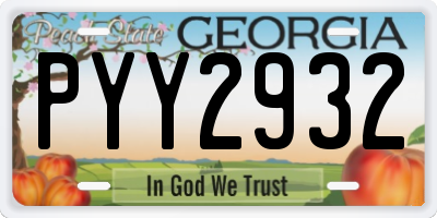 GA license plate PYY2932
