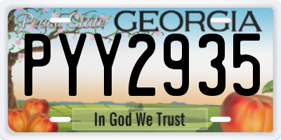 GA license plate PYY2935