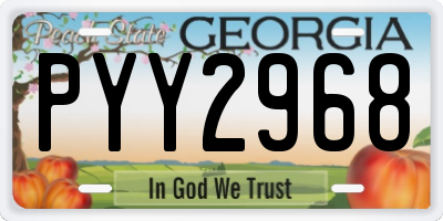 GA license plate PYY2968