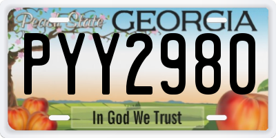 GA license plate PYY2980