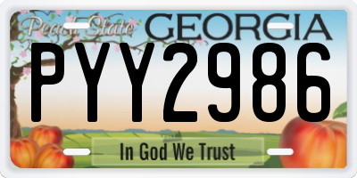 GA license plate PYY2986