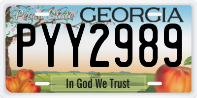 GA license plate PYY2989